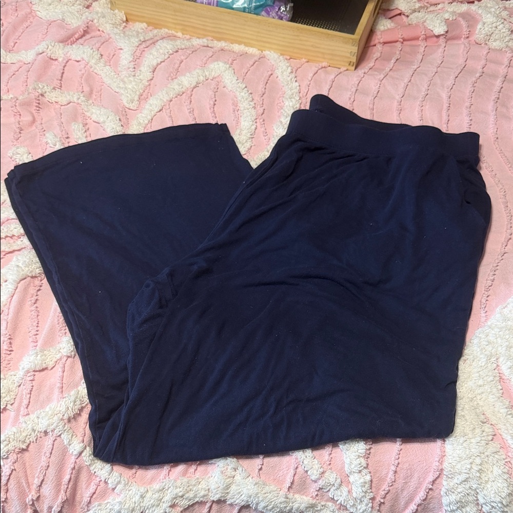 Flowy Navy Blue Palazzo Pants- Classic Solid Style